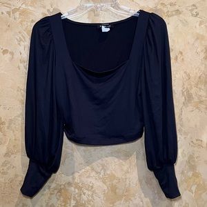 Top 10 Black Square Neck Long Sleeve Top, size small